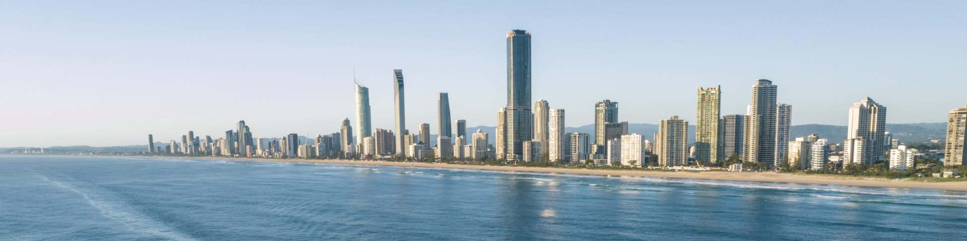 Surfers Paradise skyline and beach from the ocean, Gold Coast