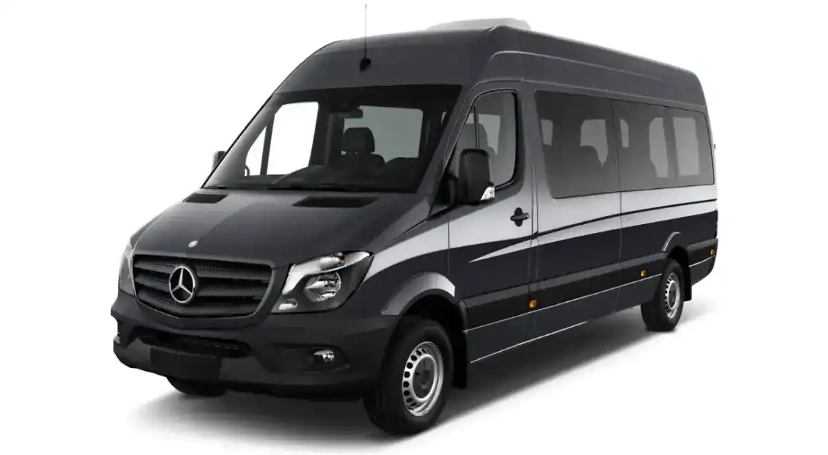 Black Mercedes Sprinter minibus for group transfers