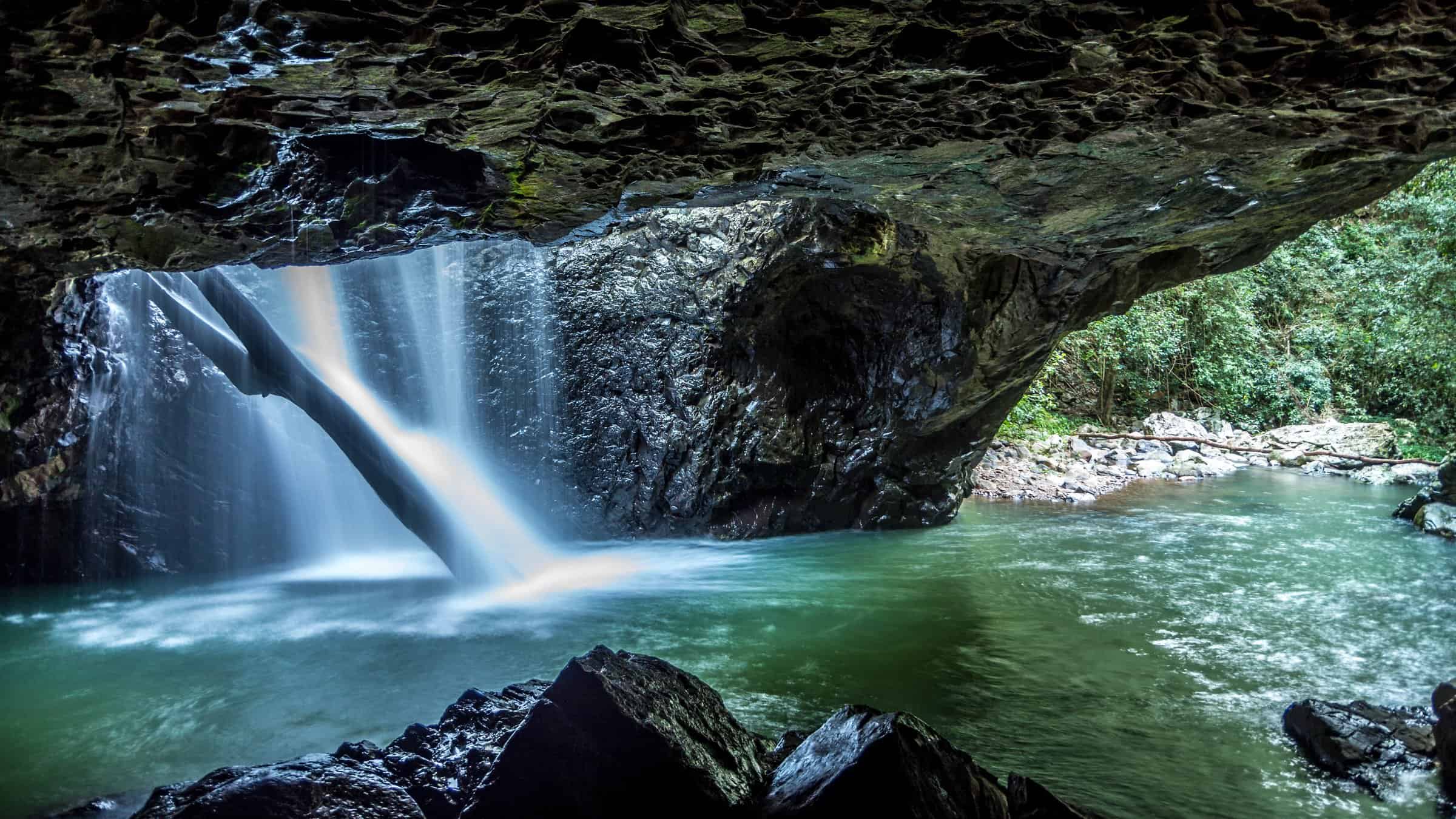 Natural Bridge waterfall inside the cave, Springbrook National Park