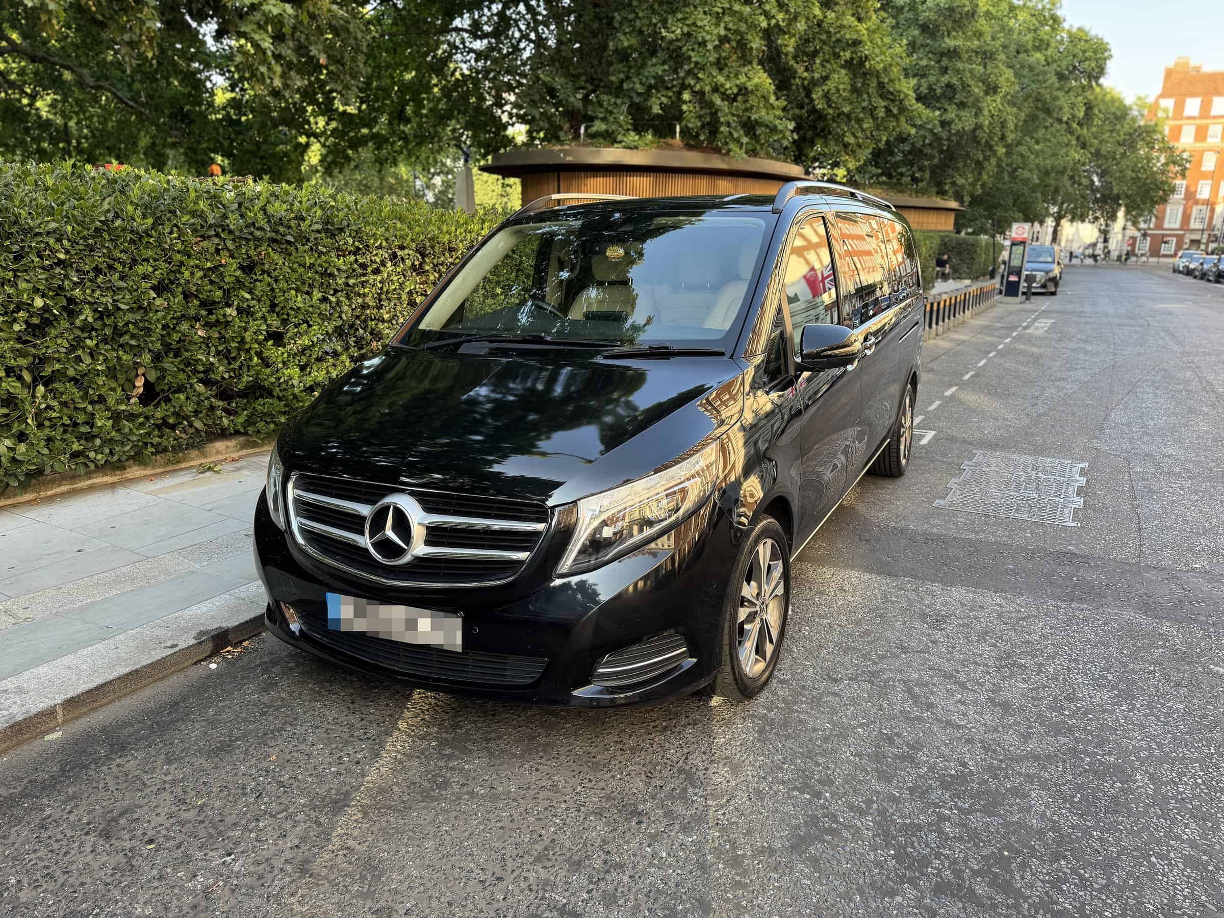 Black Mercedes V-Class waiting at the kerb
